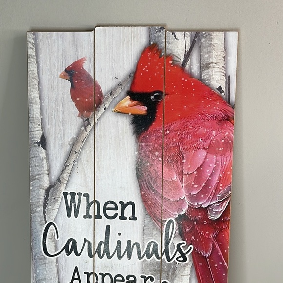 Cardinal Wall Art Sign Decor When Cardinals Appear Angels Are Near Shiplap Red - Picture 3 of 8